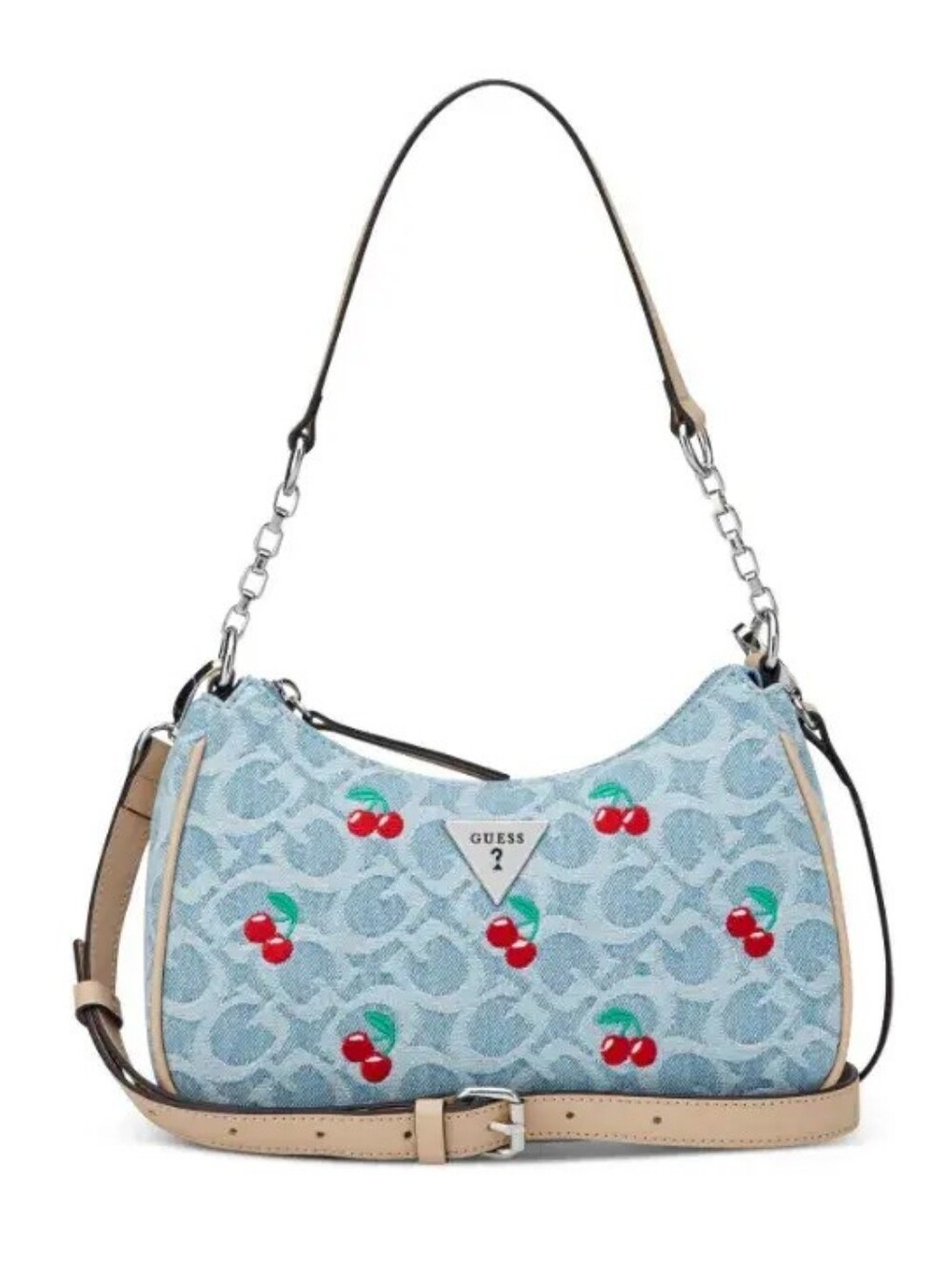 Guess Denim Cherry Logo Crossbody Handbag
